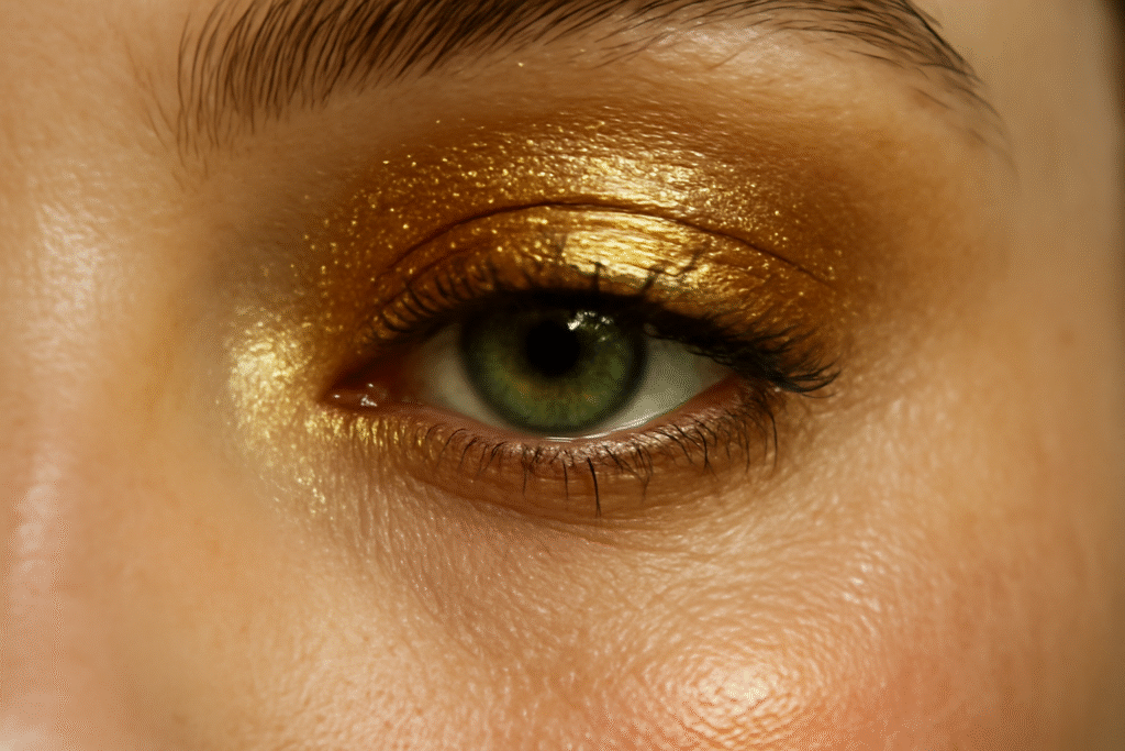 golden eyeshadow with green eyes