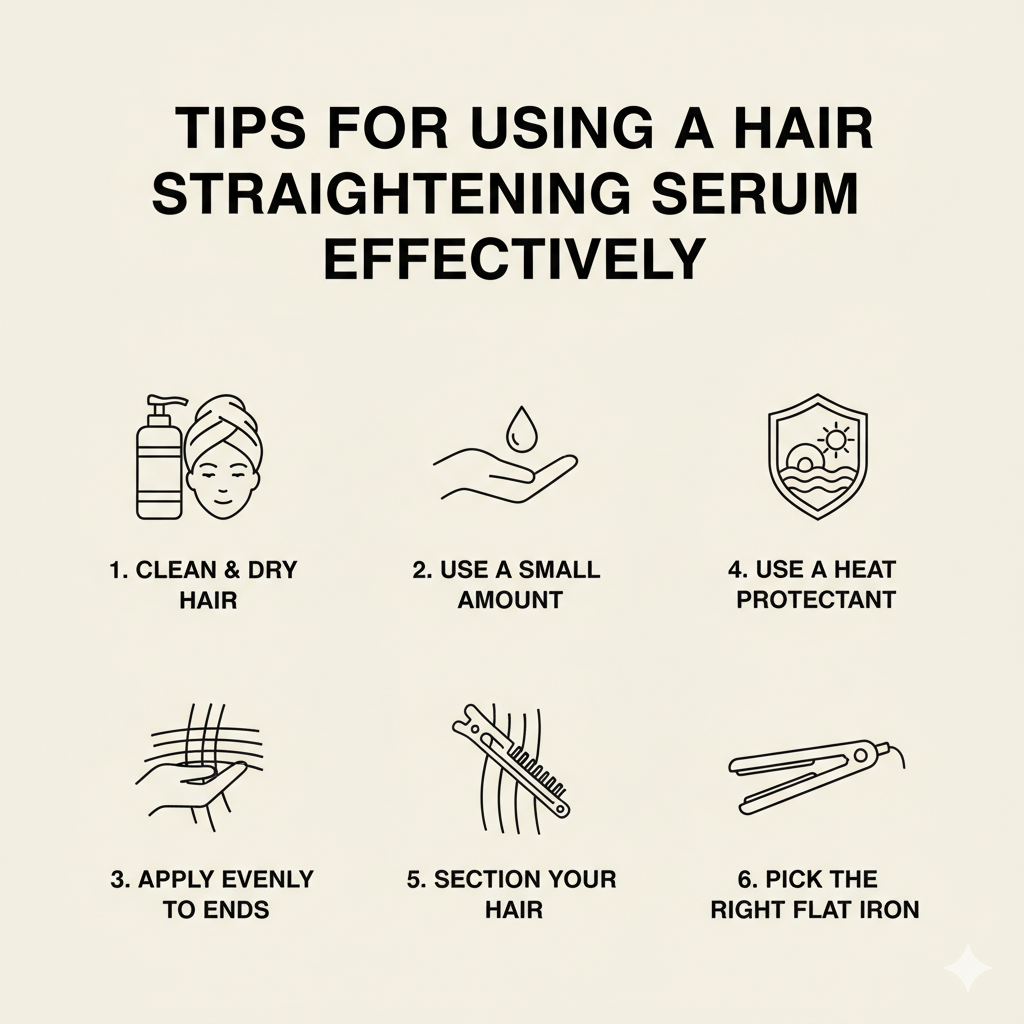 how to apply hair straightening serum for frizz control and shine