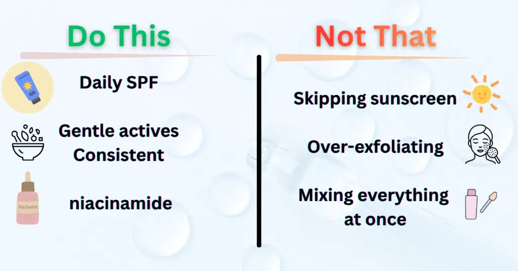 Do this versus not that graphic highlighting common dark-spot skincare mistakes.