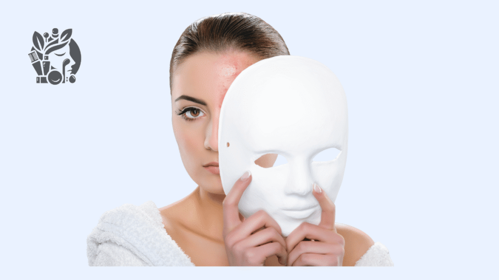 Woman holding LED face mask, illustrating red light vs blue light uses