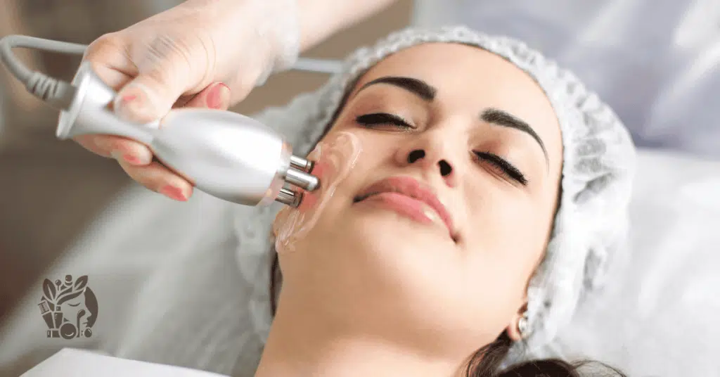 Close-up showing RF head shape tracking jawline contours.