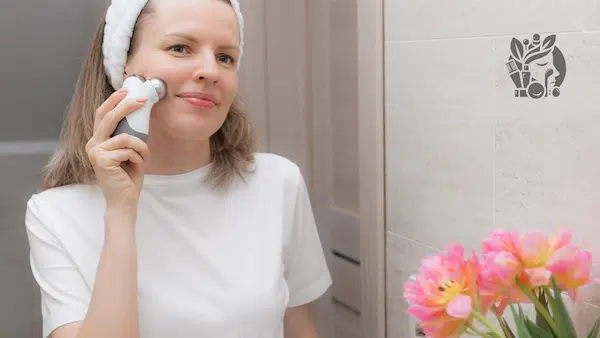 Microcurrent facial toning device lifting cheek contour