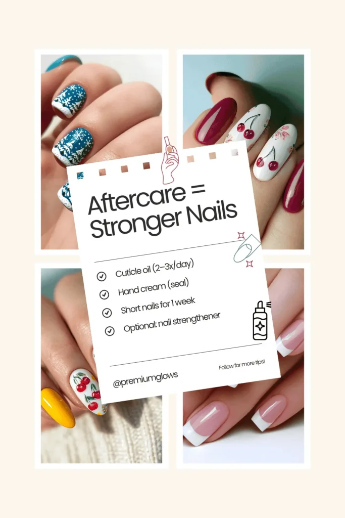 Aftercare to rehydrate nails after gel removal cuticle oil hand cream