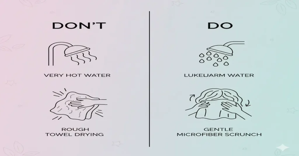Do and don&rsquo;t hair wash infographic for wavy hair care