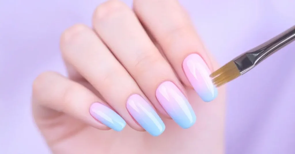 Ombr&eacute; nail design showing a soft gradient effect created with blending.