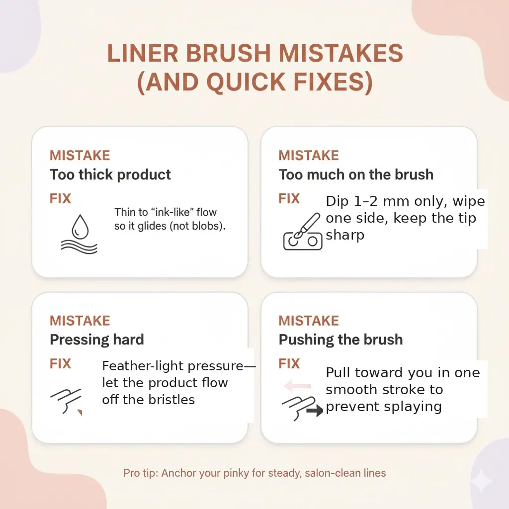 Infographic: liner brush mistakes and quick fixes for crisp nail art lines