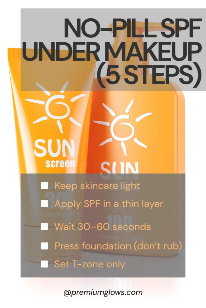 How to apply sunscreen under makeup without pilling step by step