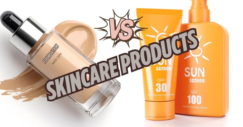Graphic comparing SPF in makeup vs dedicated sunscreen for real protection.