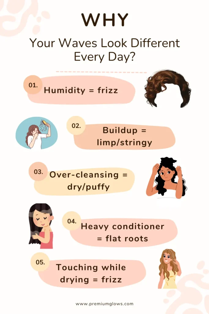 infographic showing why your waves look different everyday