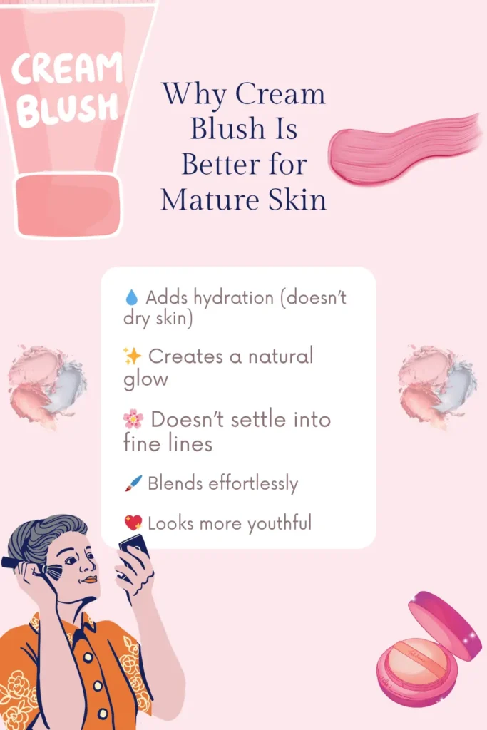 why cream blush is better than powder for mature skin infographic