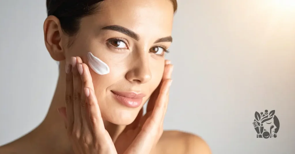 applying mineral sunscreen to face for sun protection