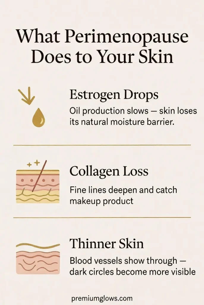 infograph showing what perimenopause does to your skin
