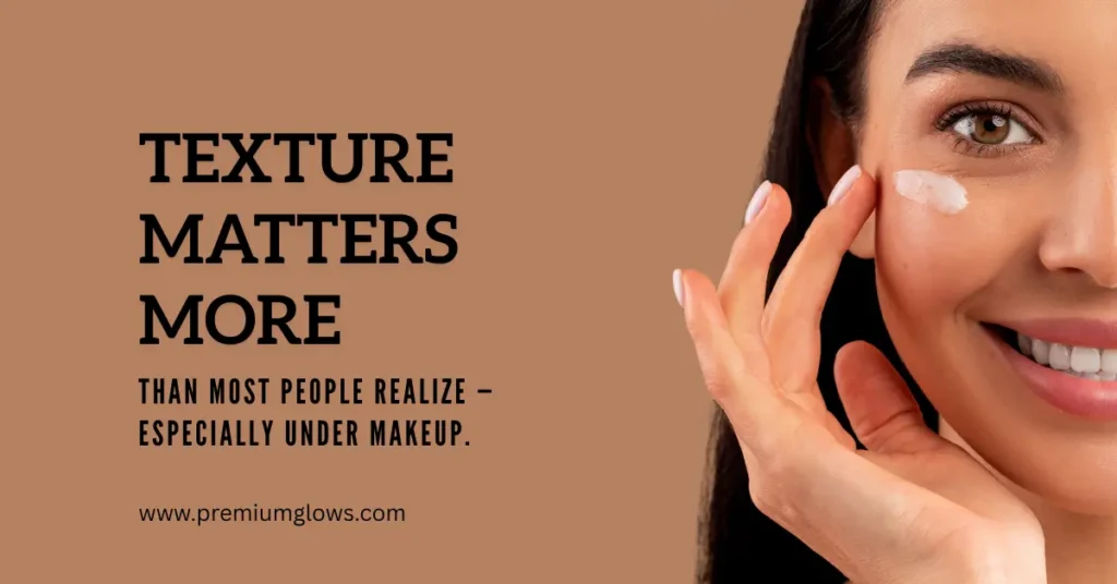 half face of happy attractive woman applying under eye cream